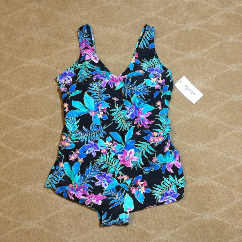 Swimsuits For All NWT Sarong-Front One-Piece Swimsuit, 16 - Picture 2 of 10